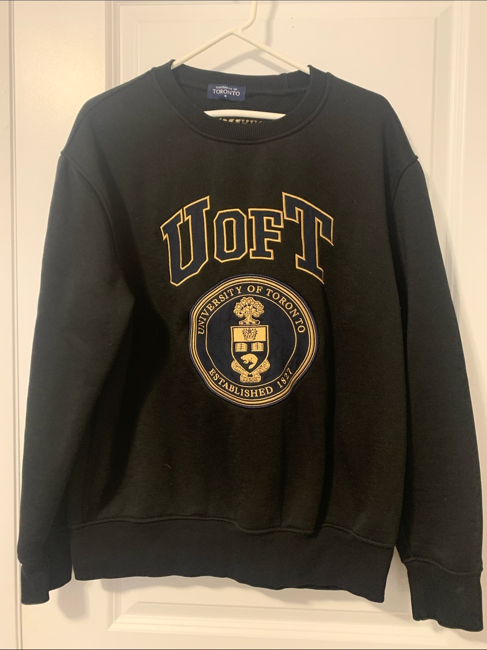 U & T Black Crewneck Sweatshirt - Embroidered Logo